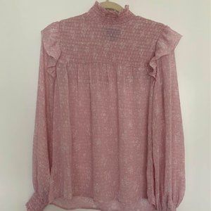 NWOT - Pretty Pink Ruffled Turtleneck Blouse